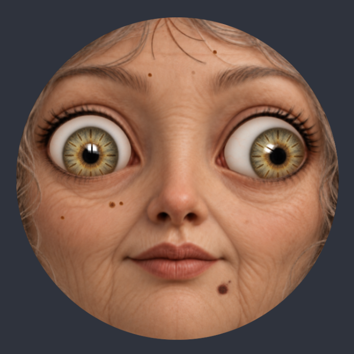 An expressive face partway through the hour